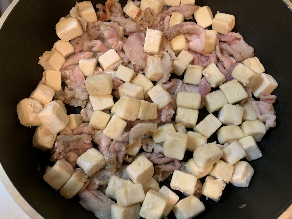 高野豆腐と豚肉