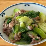 青梗菜と豚こまの旨塩炒め煮