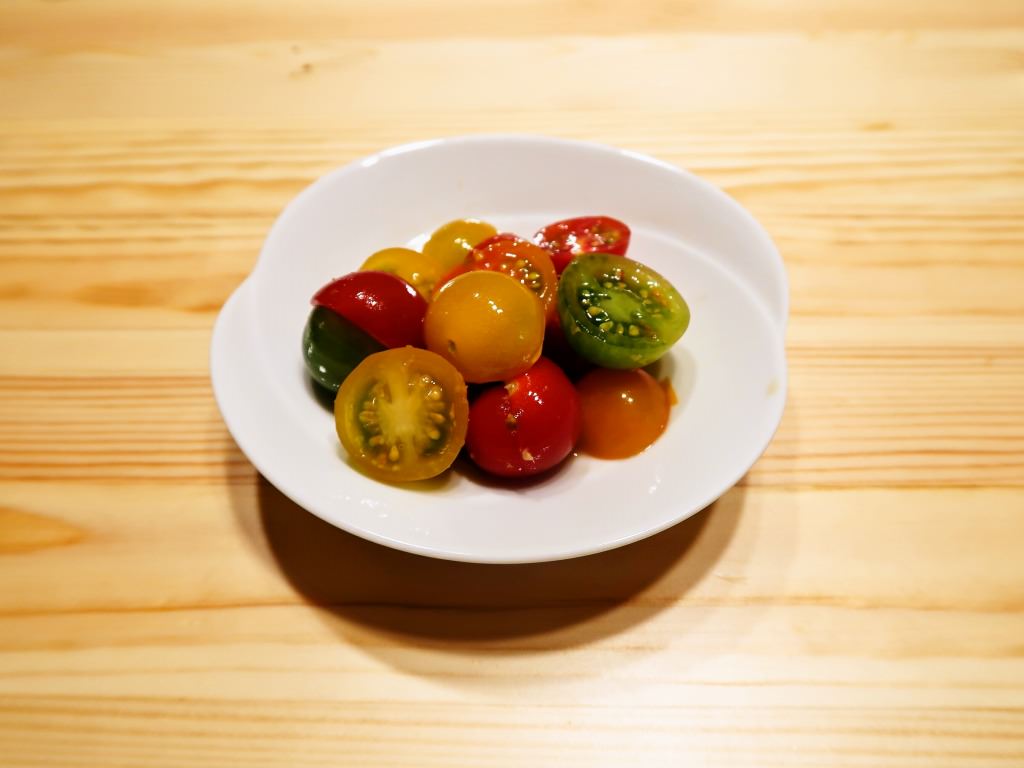 野菜ひとつ ミニトマトのわさび和え 週末の作り置きレシピ